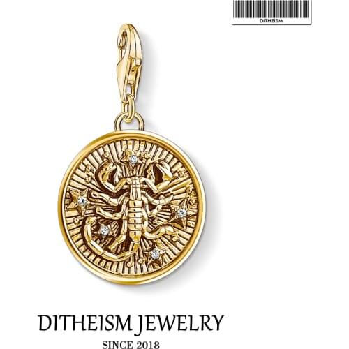 Zodiac Sign Scorpio Charms Pendant,2019 Fashion Jewelry 925 Sterling Silver Vintage Gift For Women Men Fit Bracelet Necklace
