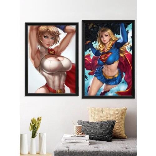 Power Girl Super Girl Anime Sexy Nude Girl Cartoon DC Poster Room Prints Decoration Canvas Wall Home Art Silk Decor