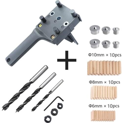 Woodworking Dowel Jig 6 8 10mm Wood Drill Handheld Pocket Hole Jig Doweling Hole Saw Drill Guide Tools For Carpentry Puncher