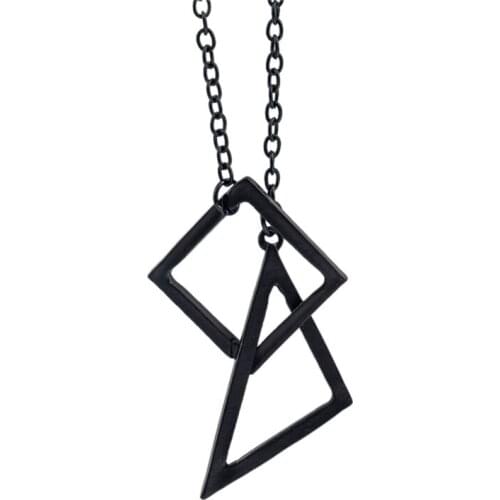 RONGQING 12pcs/lot Geometric necklace Wholesale Hot Sale New Fashion Jewelry Black Pendant Necklace for Women/Men DIY Creative