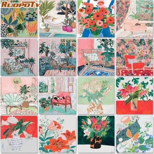 RUOPOTY Acrylic Paint By Numbers Abstract illustration DIY 60x75cm Oil Painting By Numbers Animals Canvas Painting Home Decor Wa