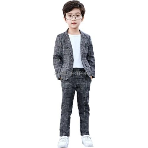 Flower Boys Wedding Suit Kids Formal Jacket Pants 2Pcs Clothing Set Children Prom Party Performance Tuxedo Dress Host Costume