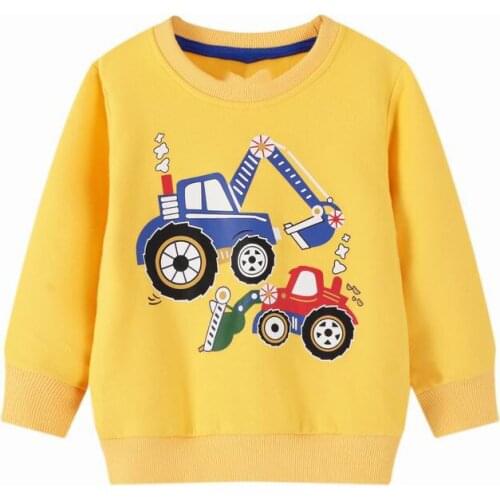 27kids 2-7Years Cartoon Excavator Children Boys Sweater Spring Autumn 2019 New Baby Kids Boys Girls Clothes Chid Boys T-Shirts