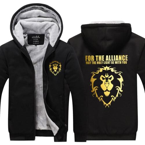 World Horde Alliance Hoodie Jacket Coat Winter Fleece Thick Warm Sweatshirts Long Sleeve Plus Size
