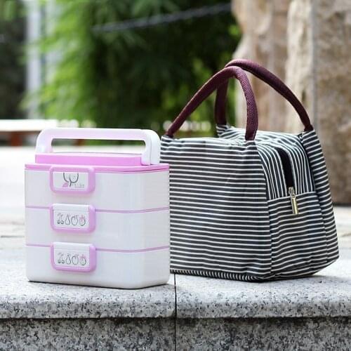 ONEUP 3Layer Thermal Cartoon Lunch Box With Bags Microwavable Bento Box High Capacity Food Storage Container For Picnic School