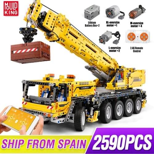 Mould King High-Tehc series Motor Power Mobile Crane Mk II Car Model Building Kits Blocks Bricks Kids DIY Toys Christmas gifts
