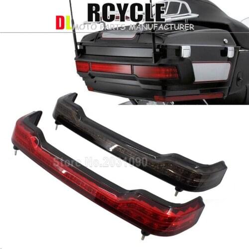 Black red Wrap Tour Pack LED Tail Brake Running Light for Harley Touring Trunk King 14-17
