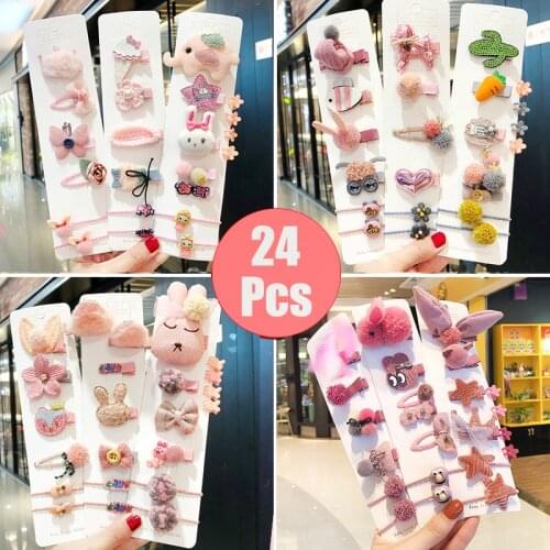 10/24Pcs/Set New Children Cute Cartoon Flower Hairpins Barrettes Girls Lovely Colors Hair Clips Kids Baby Sweet Hair Accessories
