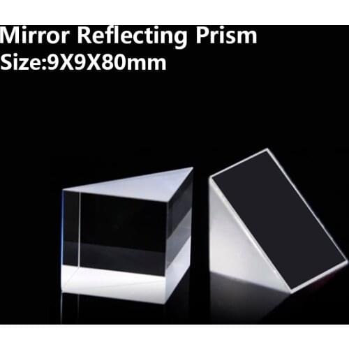 Mirror Reflecting prism Isosceles right angle optical glass visual angle Detection prism Reflecting slope 90° 9X9X80mm