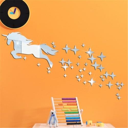 New Animal 3D Mirror Sticker Aesthetic Room Decor Wall Stickers Living Room Bedroom Kid Room Background DIY Best Wall Decor