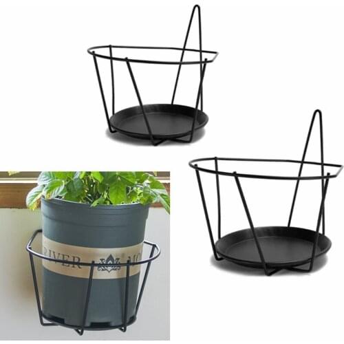 Iron Hanging Basket Wall Mounted Flower Pot Holder Balcony Rail Potted Plant Planter Rack Indoor Outdoor Decor Garden Supplies