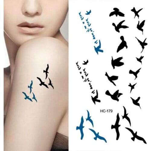 Female Fashion Birds Fly Temporary Waterproof Tattoo Sticker Body Art Decal