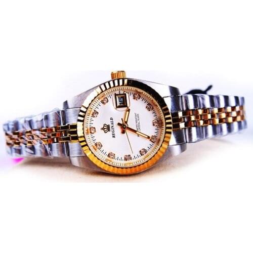 Hk Crown Brand Ladies Watches Female Luxury Gold Silver Steel Band Women Calendar Dress Business Wristwatches Reloj Mujer Clock