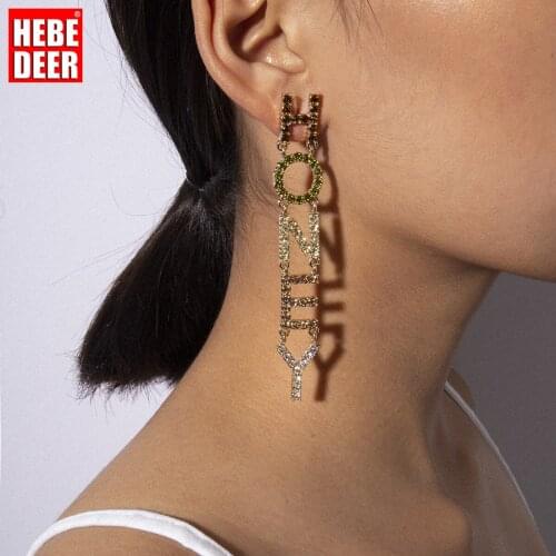 HebeDeer Earrings Women Piercing Geometric Creative Tassel Letter Temperament HONEY Star Pendant Earring Accessories Arete