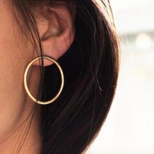 2019 Retro Gold Circle Womens Large Geometric Simple Wild Earrings Hanging Earrings Hanging Earrings Modern Fashion Jewelry