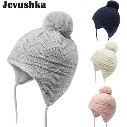 100% Cotton Winter Baby Pom Pom Hat Baby Girl and Boy Hats for Kids Beanie Newborn Photography Props HT19021