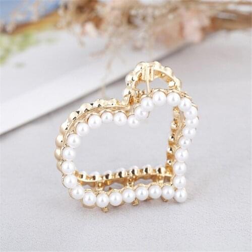 Gold-color hairpins with pearls hair clips hair jewelry high quality rhinestone hair claws crab clip wedding hair accessories
