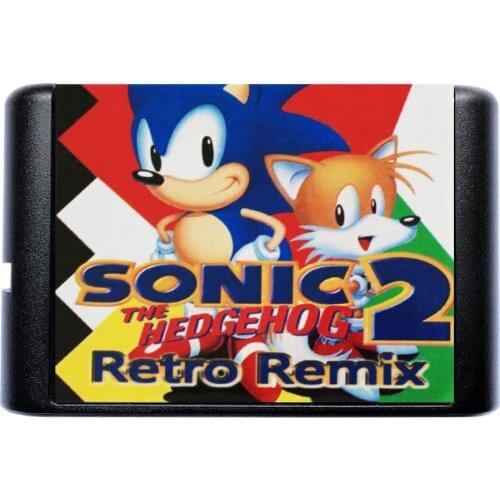 Sonic 2 Retro Remix 16 Bit MD Game Card For Sega Mega Drive For Genesis