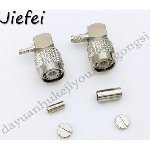1Pcs 90 Deg Tnc Male Plug Right Angle Crimp for RG58 LMR195 RG142 or RG316 RG174 RG179 LMR100 Cable RF Coaxial Connector