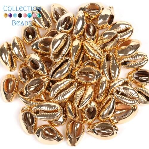 10-20mm Natural Gold Seashell Cowrie Conch Loose Spacer Beads Beach DIY for Jewelry Making Sea Shells Bracelet Necklace 10Pcs