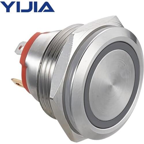 1NO Flat Ring Angel Light Momentary Metal Button Switch GQ19BF-10E/J/S with Pin Terminal
