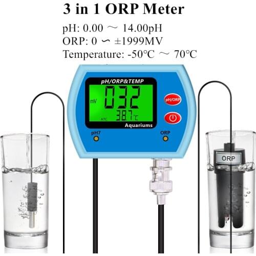 3 in 1 ORP/TEMP/PH Meters PH Meter Redox Potential Tester ORP Detector PH Monitor Multi-Parameter Water Quality Test Tool 50%off