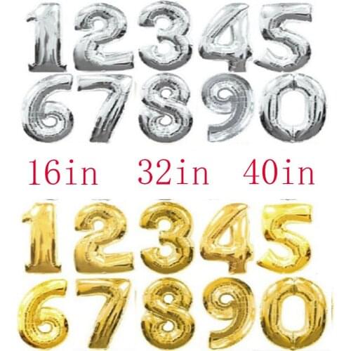 40inch Gold Silver 0-9 Number Foil Balloon Large Helium Number Balloons Wedding Decor Kids Birthday Party Memories supplies