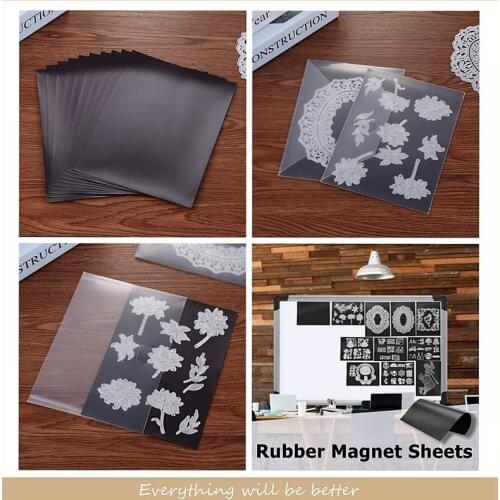 7*5Inch Rubber Soft Magnet Sheet Black Magnetic Mats for Cutting Dies Crafts Storage One Side Fridge Magnet Easy To Stick