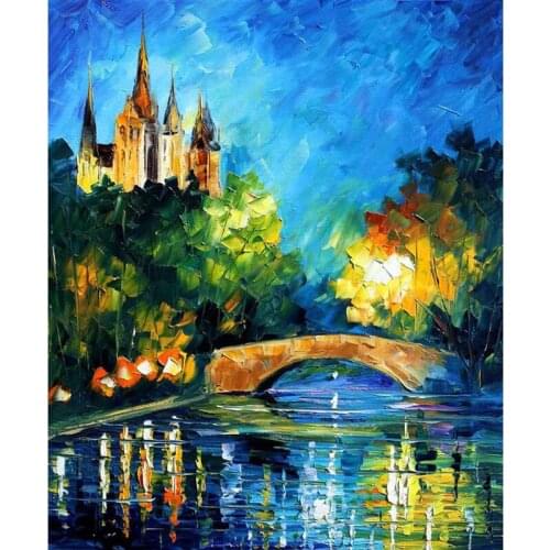 5D Diy Diamond Painting Supplie Bridge Full Drill Round Diamond Embroidery Picture Rhinestone Diamond Mosaic Cartoon Home Decor