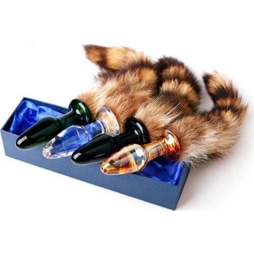 Glass Anal Plug Fox Anal Tail Adult Products Sex Toys for Men Women Romance Funny Tail Butt Plug Adult Games Role Playing