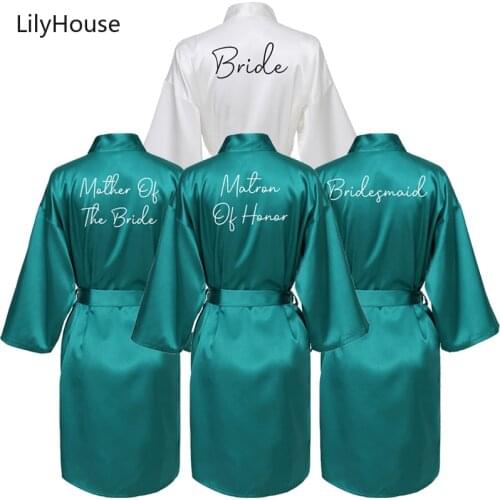 Satin Silk Robe Bride Robe Wedding Robe Bridesmaid Robes Bride Robe Dressing Gown Bride Team Bridal Robes Green Robe