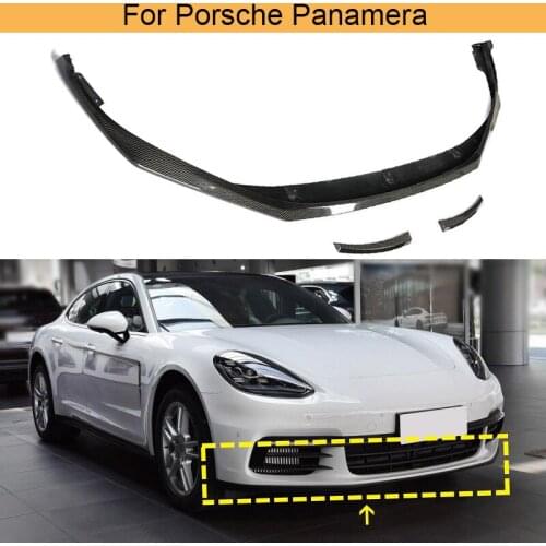 Car Front Bumper Lip Spoiler For Porsche Panamera Standard 2017 - 2019 Front Bumper Lip Splitters Diffuser Real Carbon Fiber