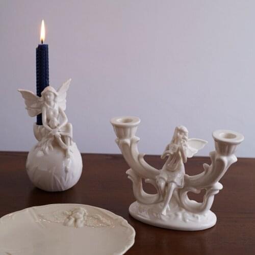 White Candle Holder Ceramic Creative Ornaments European Nordic Candlestick Vintage Porta Velas Dining Table Decoration ED50ZT