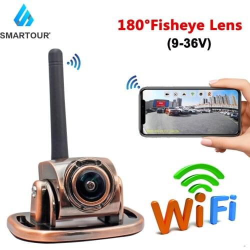 Wireless Wifi Car Backup Metal 180° Fisheye Lens Front/Rear View Camera 9V-36V Heavy Duty Night Vision For RV Bus Truck Trailer