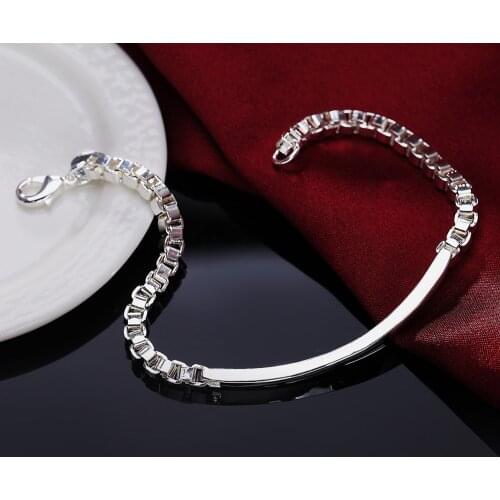 New brands 925 sterling silver Classic Strip lattice chain Bracelet for woman man Wedding party Christmas Gifts fashion Jewelry