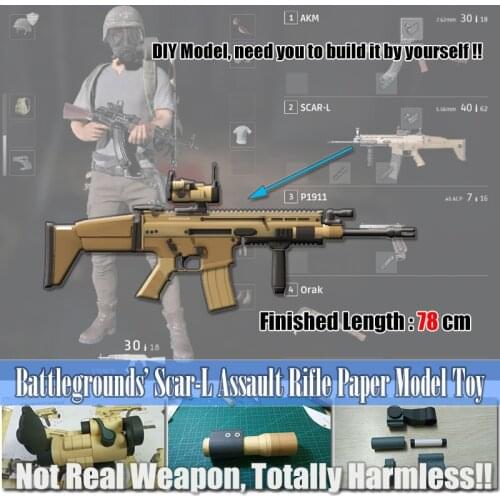 Scaled Battlegrounds' FN Scar-L MK16 Assault Rifle 3d paper model game cosplay weapon tools diy model toy decorations