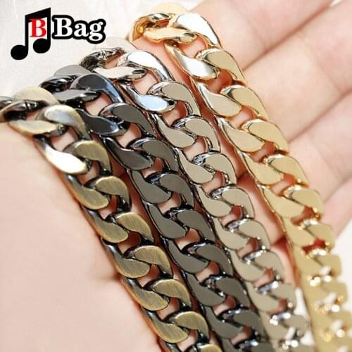 Wide 0.9mm Flat chain bag chain accessories Straddle shoulder chain Extension chain does not fade metal chain replacement chain