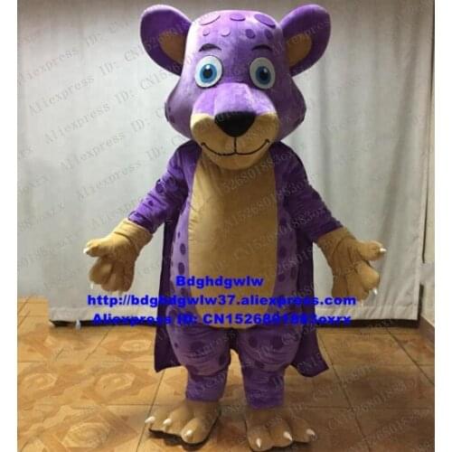 Purple Panthera pardus Cheetah Leopard Panther Pard Mascot Costume Cartoon Character Etiquette Courtesy Nursery School zx2339