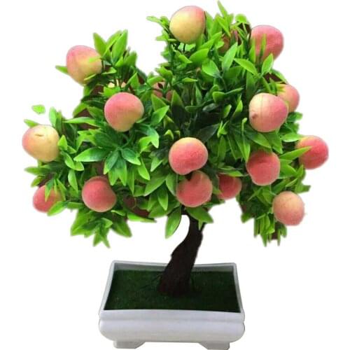 Artificial Plants Bonsai Mandarin peach Fruit Tree Potted for Home Wedding Room Decoration Flower Hotel Party Decor Fake Potted