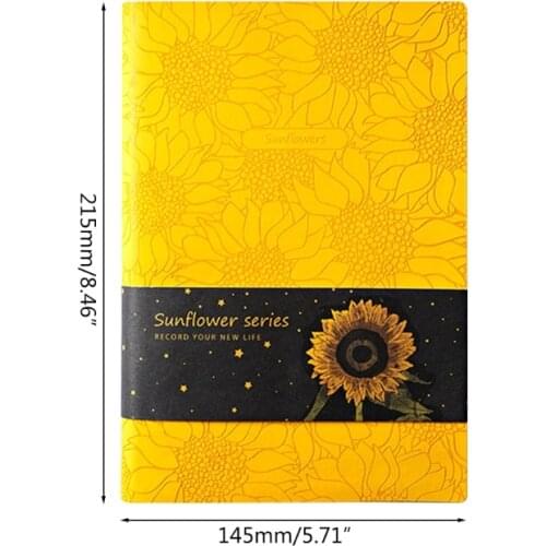 PU Leather Sunflower Notebook A5 Schedule Book Diary Weekly Planner Notepad Gift K92C