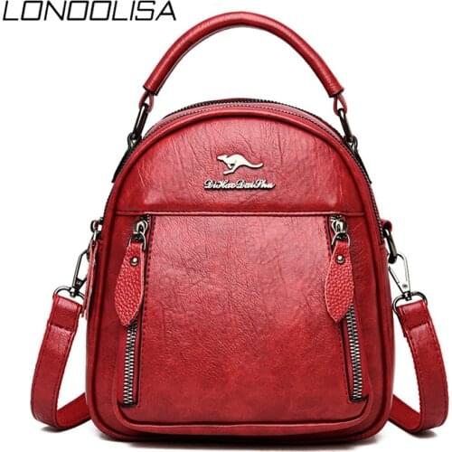 Leather Backpacks 3 In 1 Brand Shoulder Bags for Women Fashion Small Designer Backpack Women High Quality Travel Bag Sac Mochila