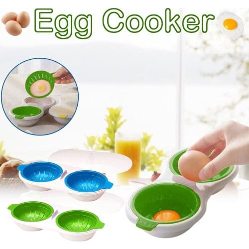 Kitchen Microwave Egg Poacher Food Grade Cookware Double Cup Egg Boiler Kitchen Steamed Egg Set Microwave Ovens Cooking Tools