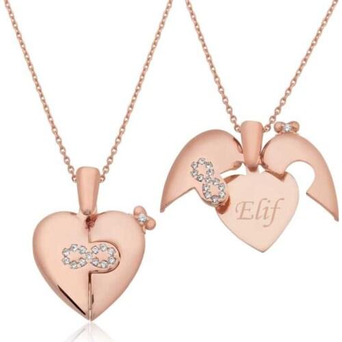 KUTAYDAN 925 Sterling Silver Name Written Infinite Heart Necklace
