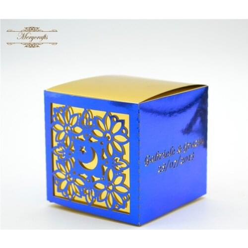 Moon and star laser cut elegant wedding anniversary favors sleeve box