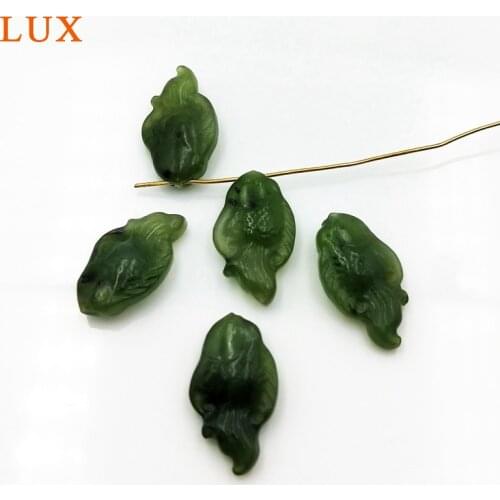 LUX Cute Nephrite Jades beads nephrite jewelry finding Natural green Authentic Jades gold fish shape