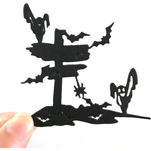 Metal Cutting Dies Cut Die Mold Halloween Pumpkin Bat Ghost Sign Scrapbook Paper Craft Knife Mould Blade Punch Stencils Dies