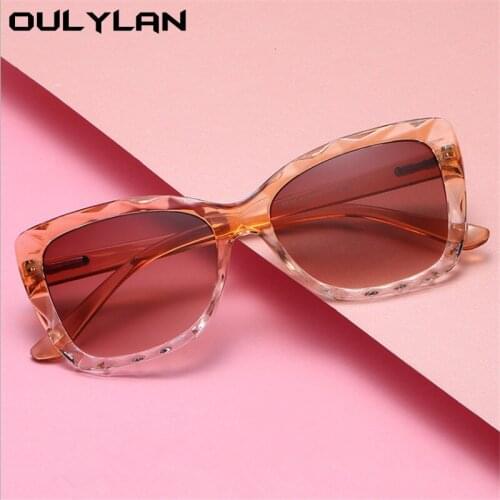 Oulylan Fashion Women Sunglasses Brand Design Cat Eye Sun Glasses Vintage Gradient Eyeglasses Female Red Pink Glasses UV400