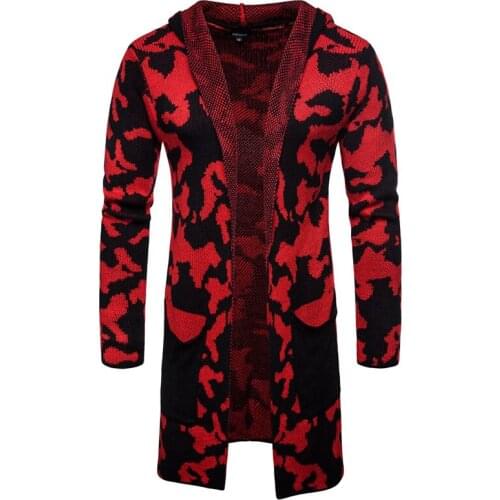 Personalized Hooded Knitted Cloak Sweater Cardigan Mens Streetwear Camouflage Mens Sweatershirt Sweater Long Overcoats A420