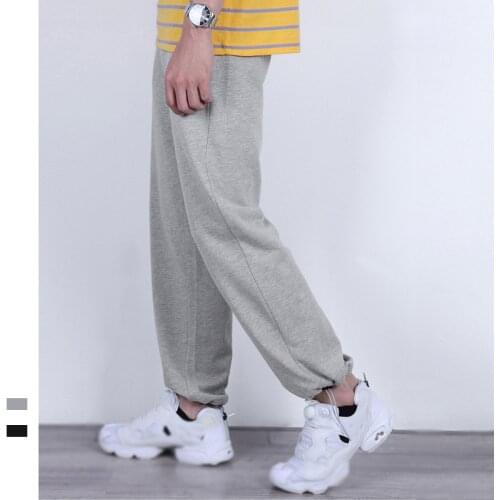 91012 Men Sweatpants Activewear Athletic Track Jogger Training Casual Solid Color Black Premium Cotton Drawstring Male Trousers