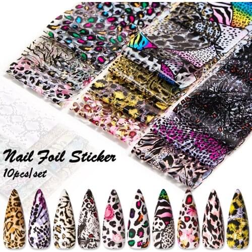 1 Roll Leopard Print Nail Foil Transfer Slider Sticker Animal Starry Adhesive Nail Wrap Decal 3D Decoration Tips Manicure